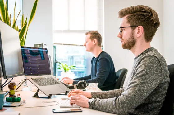 Developer working on a custom software project