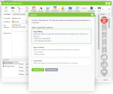 Custom ServiceM8 copy-job addon interface